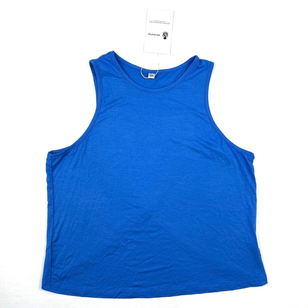 Mippo Women‎ Royal Blue Open Tulip Back Workout Tank Top XS New
